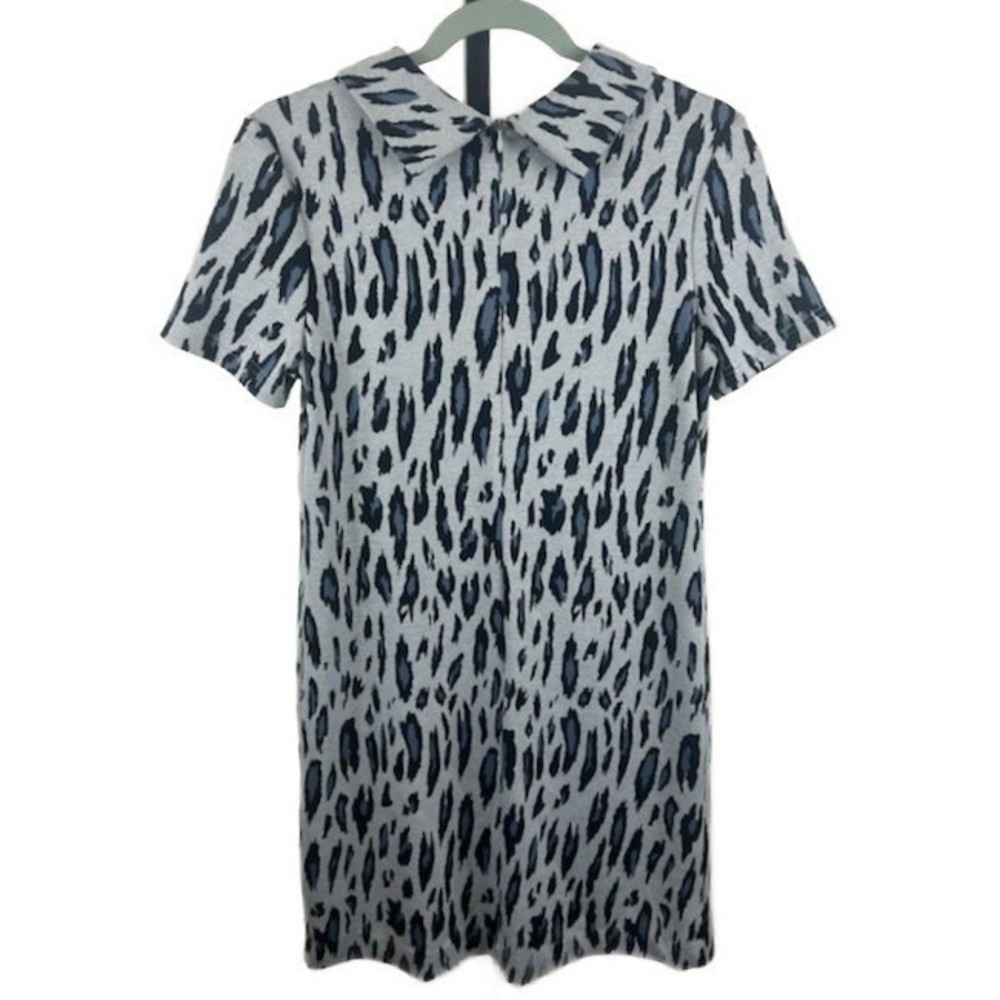 Tyler Boe Dress Women's Size XS Blue Gray Black Animal Print Short Sleeve‎ Shift